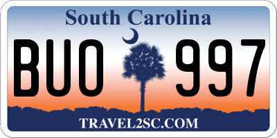 SC license plate BUO997