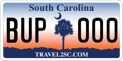 SC license plate BUP000