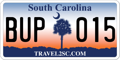 SC license plate BUP015