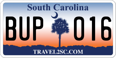 SC license plate BUP016