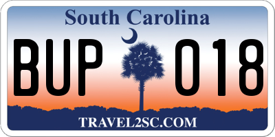 SC license plate BUP018
