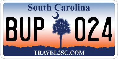 SC license plate BUP024