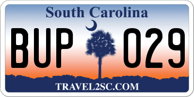 SC license plate BUP029