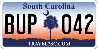SC license plate BUP042