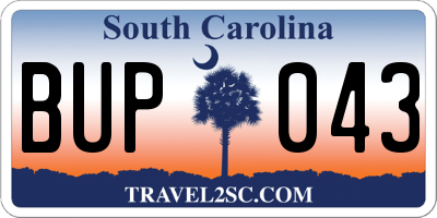 SC license plate BUP043
