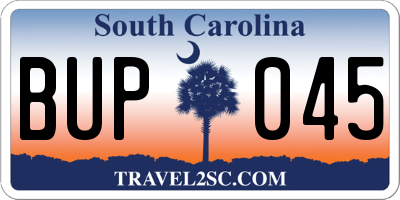 SC license plate BUP045