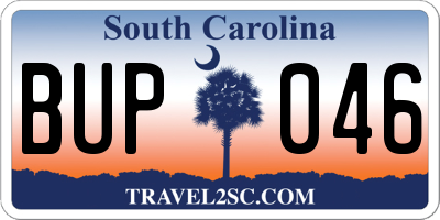 SC license plate BUP046