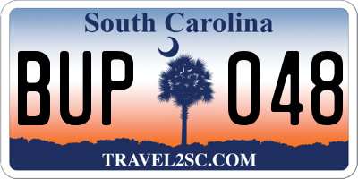SC license plate BUP048