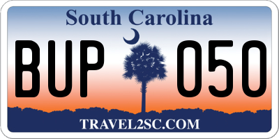 SC license plate BUP050