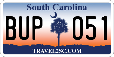 SC license plate BUP051
