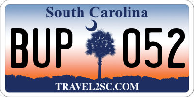 SC license plate BUP052