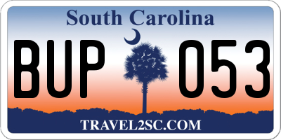 SC license plate BUP053