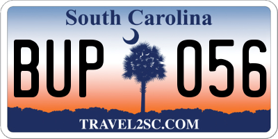 SC license plate BUP056