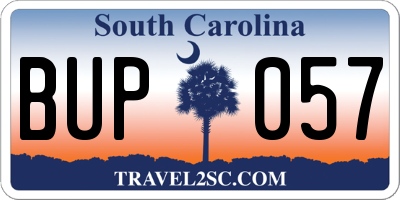SC license plate BUP057