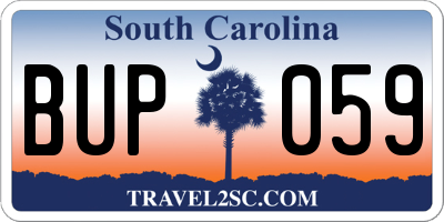 SC license plate BUP059