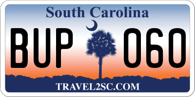 SC license plate BUP060