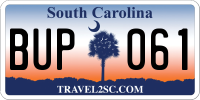 SC license plate BUP061