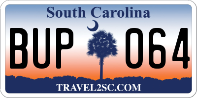 SC license plate BUP064