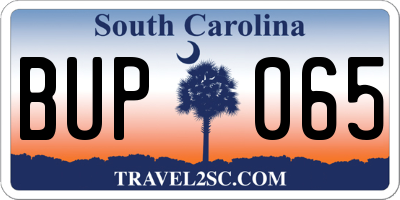 SC license plate BUP065