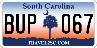 SC license plate BUP067