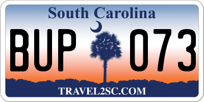 SC license plate BUP073