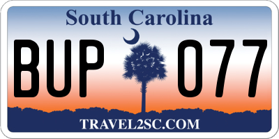 SC license plate BUP077