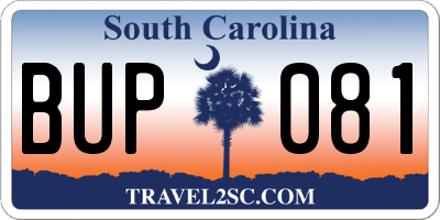 SC license plate BUP081