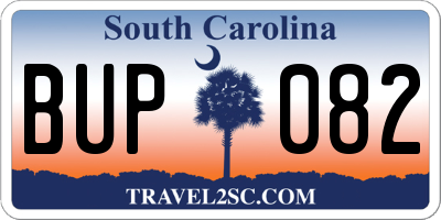 SC license plate BUP082