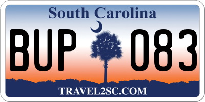 SC license plate BUP083