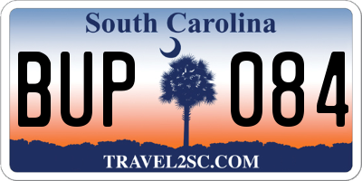 SC license plate BUP084