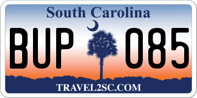 SC license plate BUP085