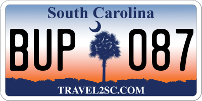 SC license plate BUP087
