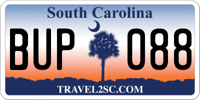 SC license plate BUP088