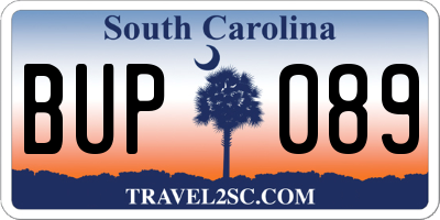 SC license plate BUP089