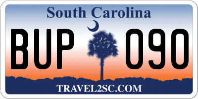 SC license plate BUP090