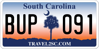 SC license plate BUP091