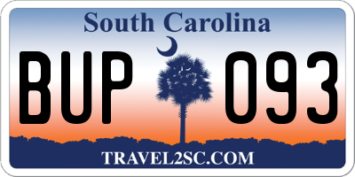 SC license plate BUP093