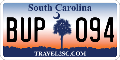 SC license plate BUP094