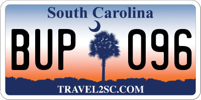 SC license plate BUP096