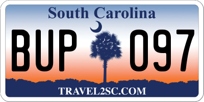 SC license plate BUP097