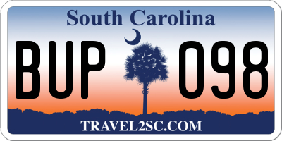 SC license plate BUP098