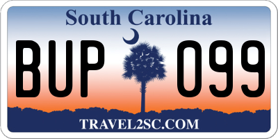 SC license plate BUP099