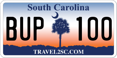 SC license plate BUP100