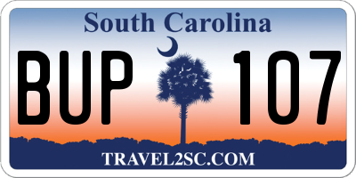 SC license plate BUP107