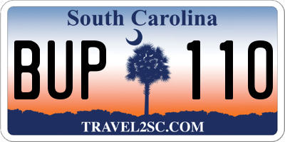 SC license plate BUP110