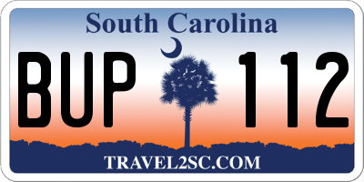 SC license plate BUP112
