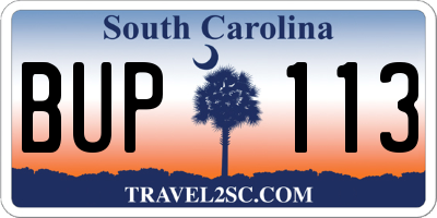 SC license plate BUP113