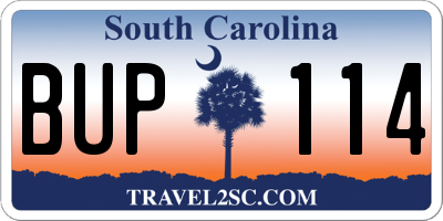 SC license plate BUP114