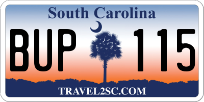 SC license plate BUP115