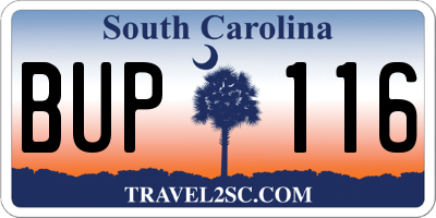 SC license plate BUP116